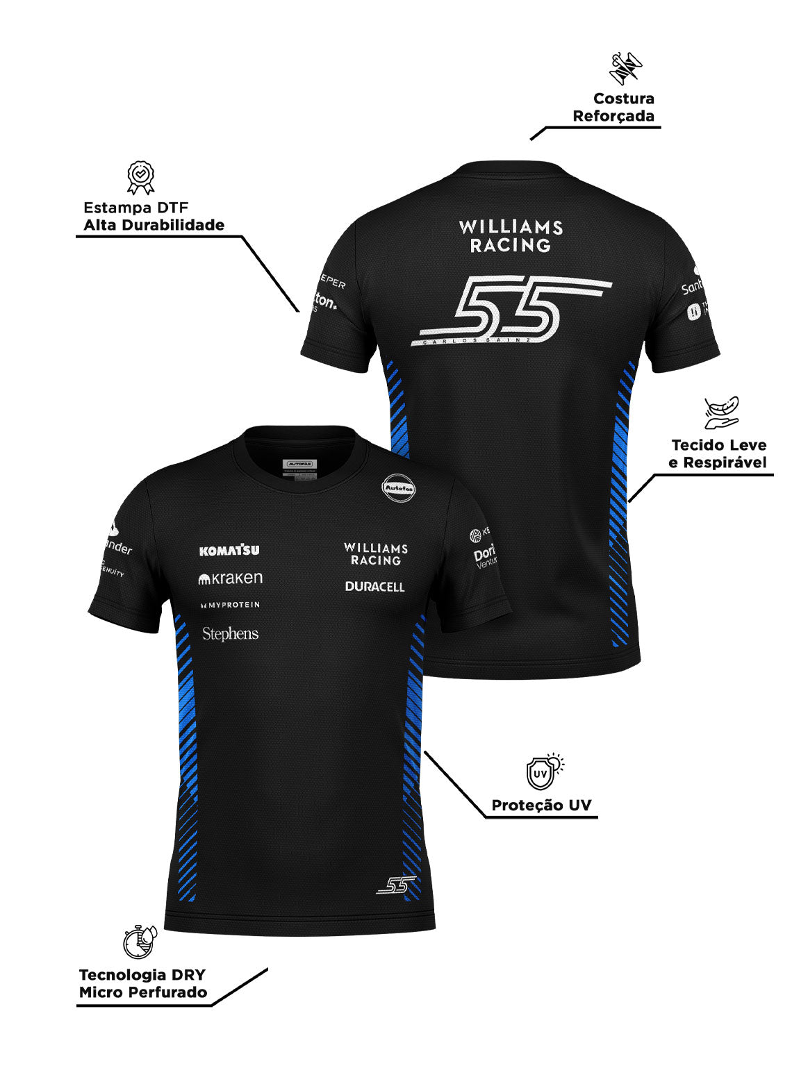 Camiseta Dryfit Williams Carlos Sainz Preto 2025
