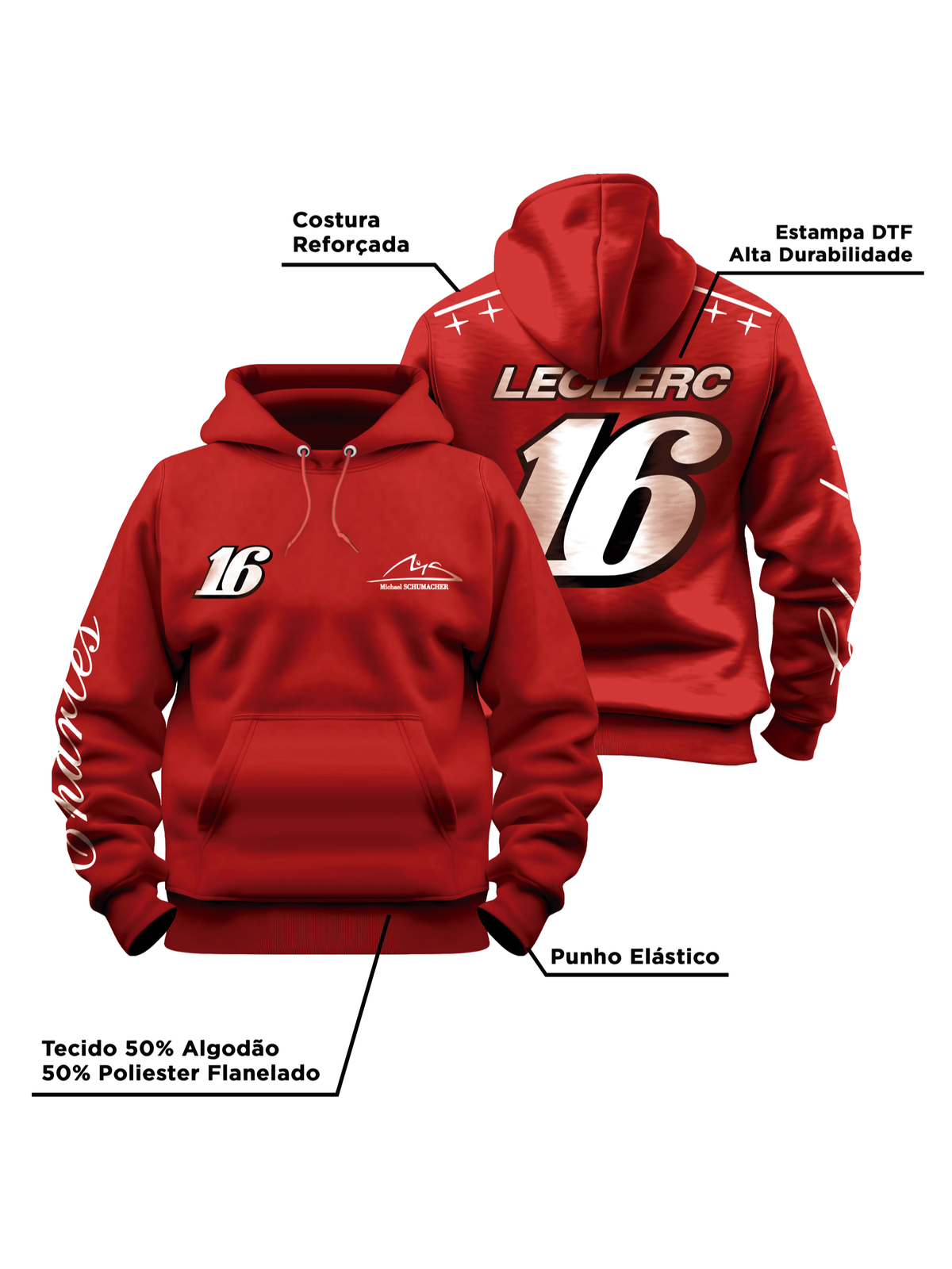 Moletom Canguru Charles Leclerc Edição Monza 2026 Vermelho