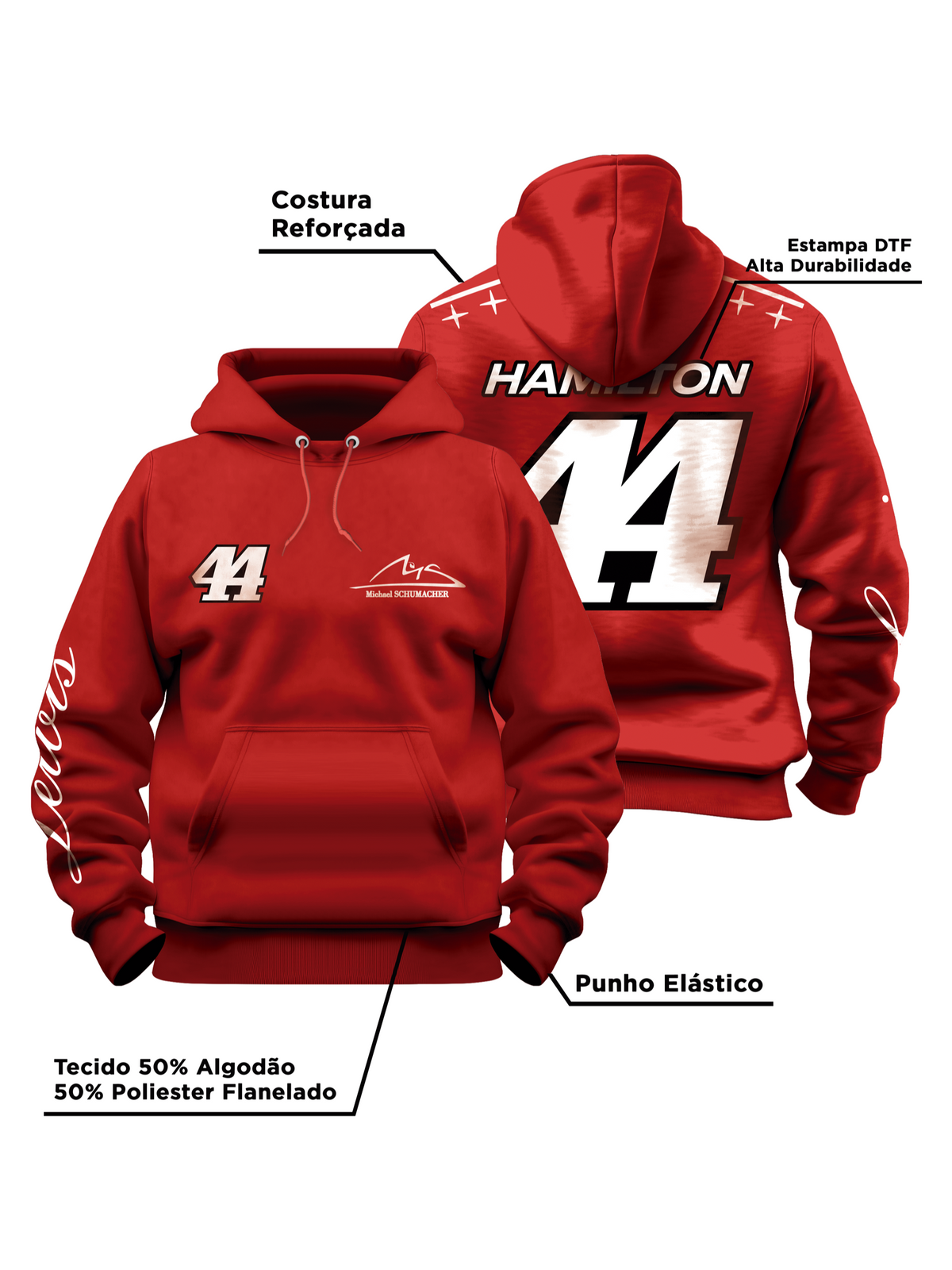 Moletom Canguru Lewis Hamilton Edição Monza 2026 Vermelho