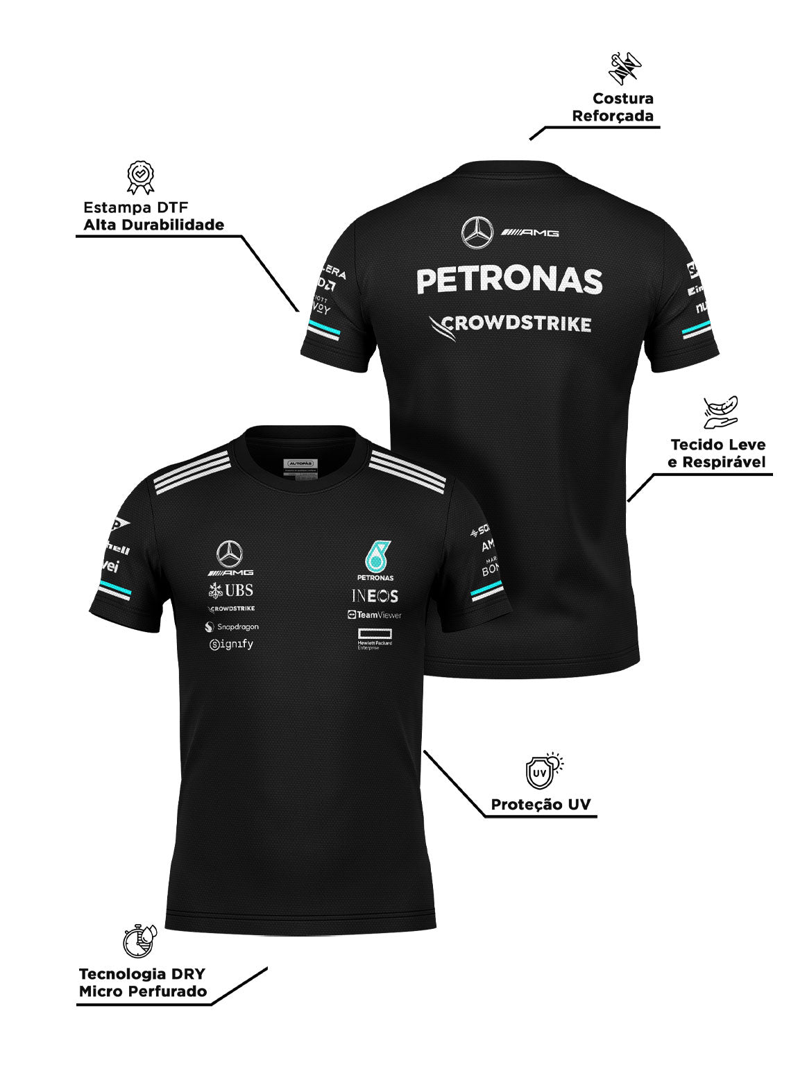 Camiseta Dryfit Mercedes Equipe Preto 2025