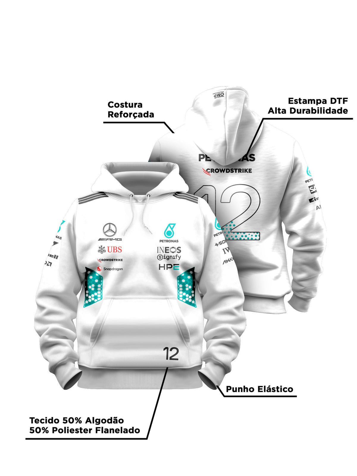 Moletom Canguru Kimi Antonelli Mercedes AMG 2026 Branco