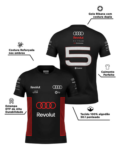 Camiseta Audi Bortoleto Torcida 2026 Algodão Preto