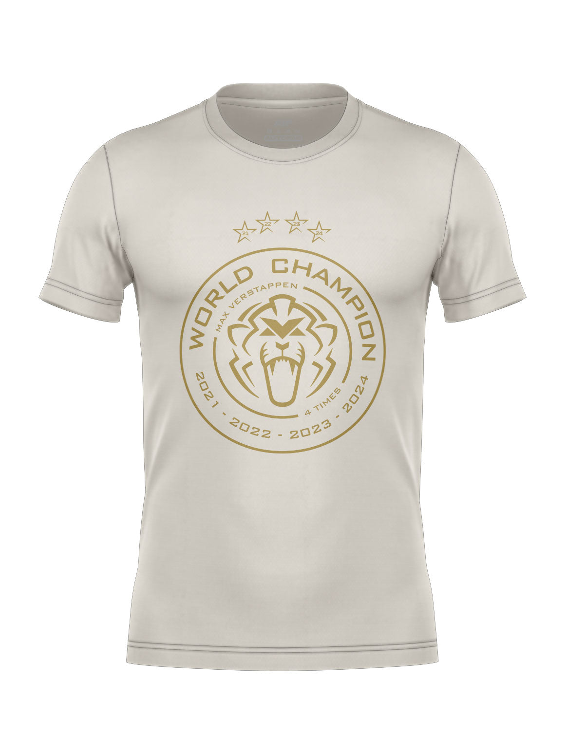 Camiseta Max Verstappen Campeão Mundial 2024 Off White Algodão