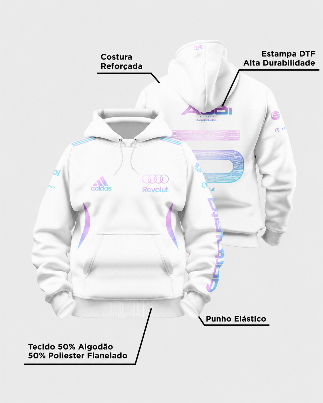 Moletom Canguru Gabriel Bortoleto Tropical Audi 2026 Branco