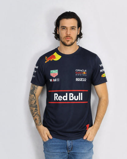 Camiseta Algodão Red Bull Max Verstappen Azul Marinho 2025