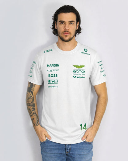 Camiseta Dryfit Aston Martin Fernando Alonso Branco 2025