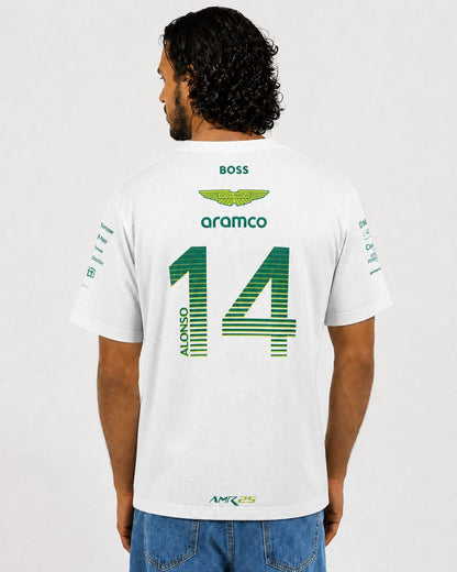 Camiseta Dryfit Aston Martin Fernando Alonso Branco 2025