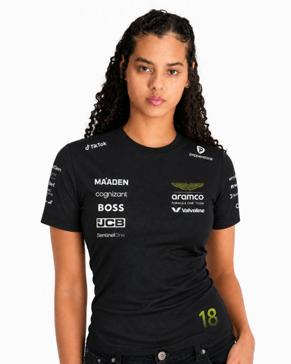 Camiseta Dryfit Aston Martin Lance Stroll Preto 2025