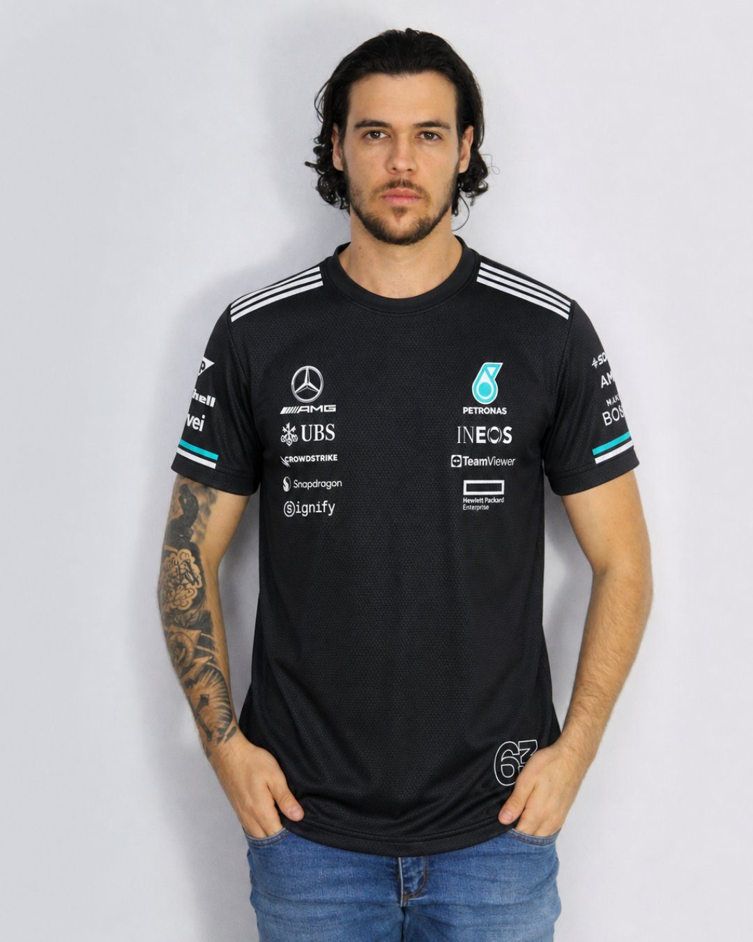 Camiseta Dryfit Mercedes George Russell Preto 2025