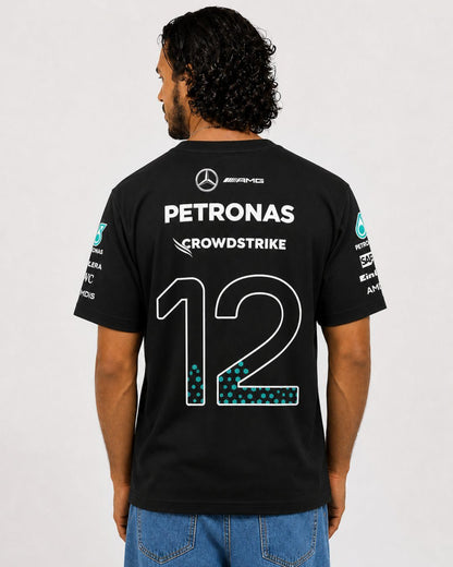 Camiseta Kimi Antonelli Mercedes F1 2026 Preta Algodão