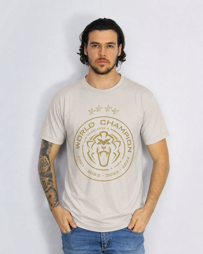 Camiseta Max Verstappen Campeão Mundial 2024 Off White Algodão