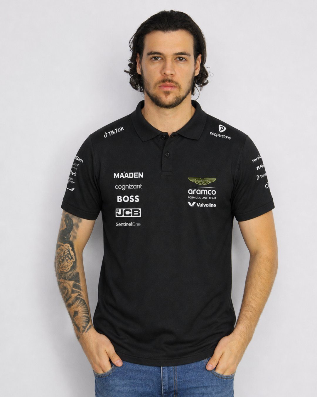 Camiseta Polo Aston Martin Equipe Preto 2025