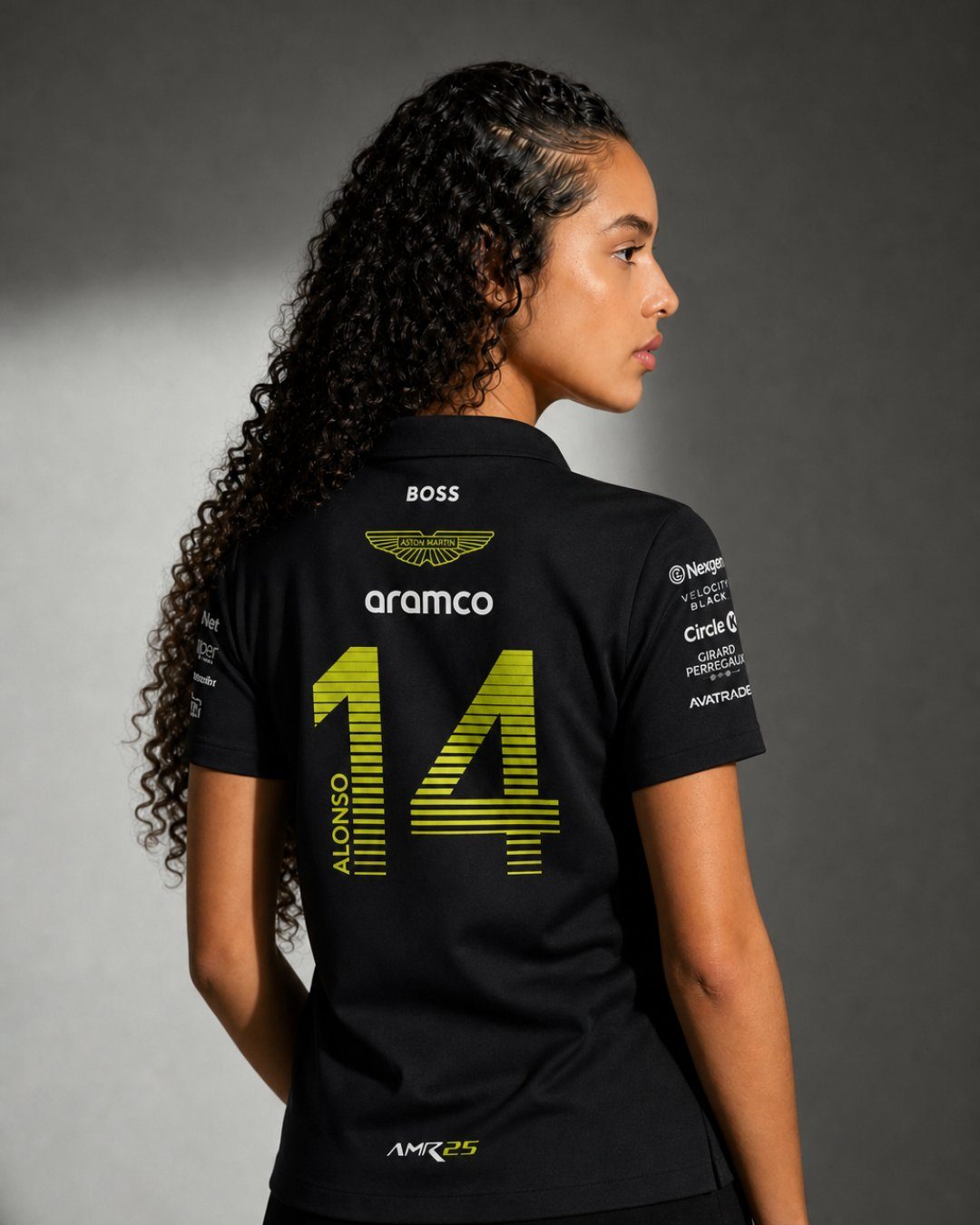 Camiseta Polo Aston Martin Fernando Alonso Preto 2025