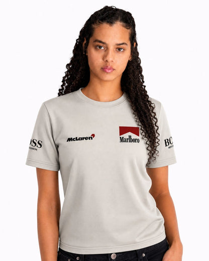 Camiseta Algodão Mclaren Marlboro Retrô anos 90 Off White